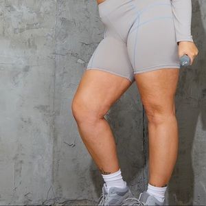 Plus Ash Grey Stitch Detail Bike Shorts